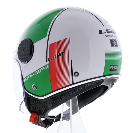 LS2 OF558 Jethelm Sphere Lux Firm glans wit groen rood italia