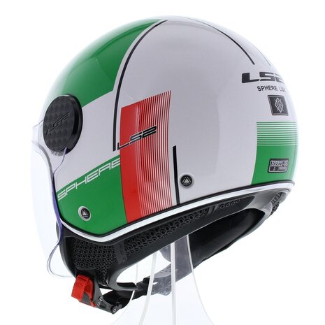 LS2 OF558 Jethelm Sphere Lux Firm glans wit groen rood italia - Maat XS
