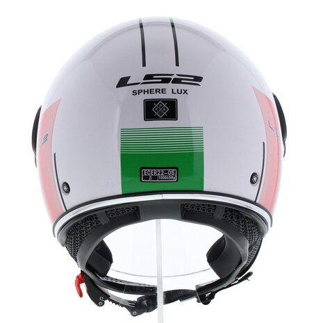 LS2 OF558 Jethelm Sphere Lux Firm glans wit groen rood italia - Maat XS