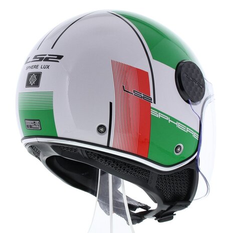 LS2 OF558 Jethelm Sphere Lux Firm glans wit groen rood italia - Maat XS