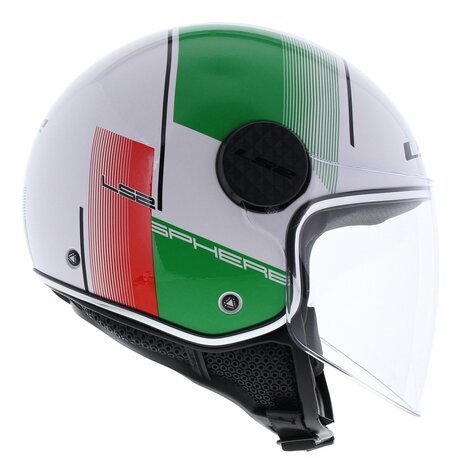 LS2 OF558 Jethelm Sphere Lux Firm glans wit groen rood italia - Maat XS