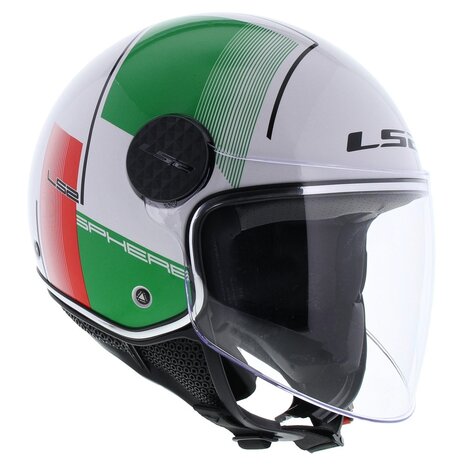LS2 OF558 Jethelm Sphere Lux Firm glans wit groen rood italia - Maat XS