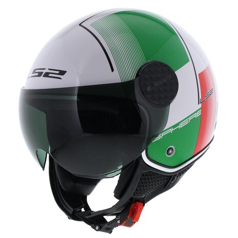 LS2 OF558 Jethelm Sphere Lux Firm glans wit groen rood italia - Maat XS