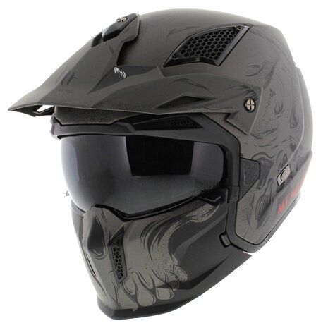 MT Streetfighter SV Darkness helm mat zwart grijs - Maat M