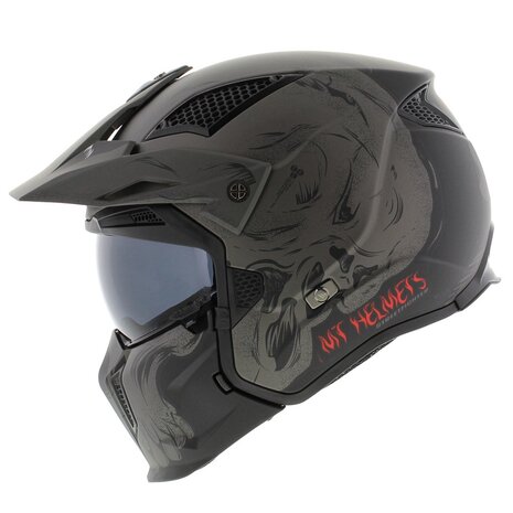 MT Streetfighter SV Darkness helm mat zwart grijs - Maat M