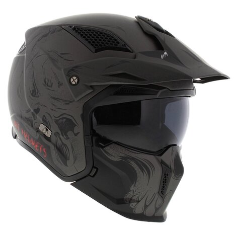 MT Streetfighter SV Darkness helm mat zwart grijs - Maat M