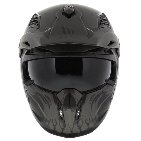MT Streetfighter SV Darkness helm mat zwart grijs - Maat M