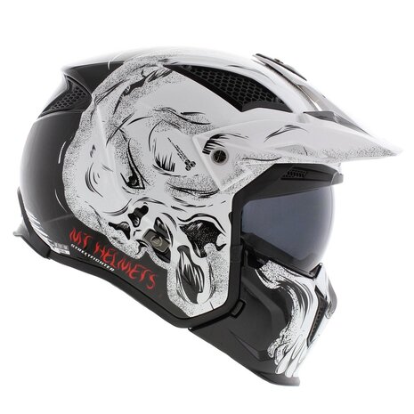 MT Streetfighter SV Darkness helm glans zwart wit