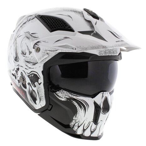 MT Streetfighter SV Darkness helm glans zwart wit