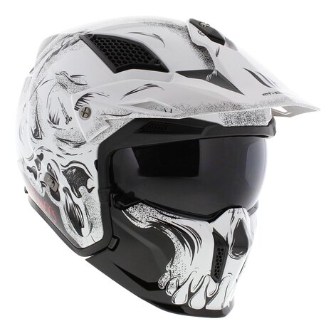 MT Streetfighter SV Darkness helm glans zwart wit - Maat S