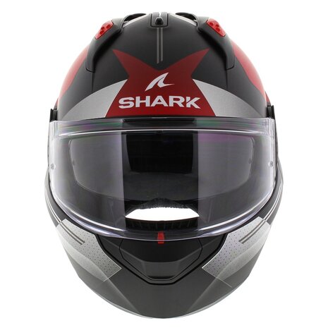 Shark EVO-GT systeemhelm motorhelm Tekline mat zwart zilver rood
