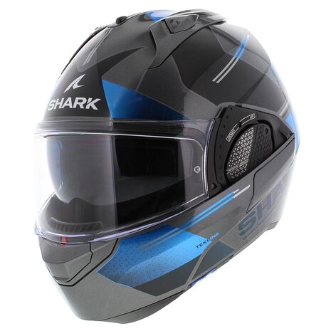 Shark EVO-GT systeemhelm motorhelm Tekline zilver blauw zwart
