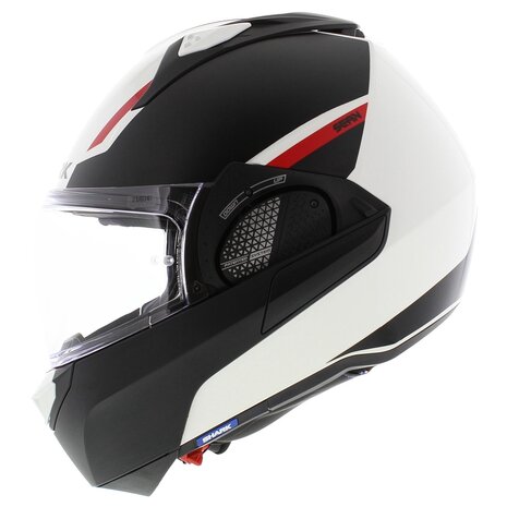 Shark EVO-GT systeemhelm motorhelm Sean wit zwart rood