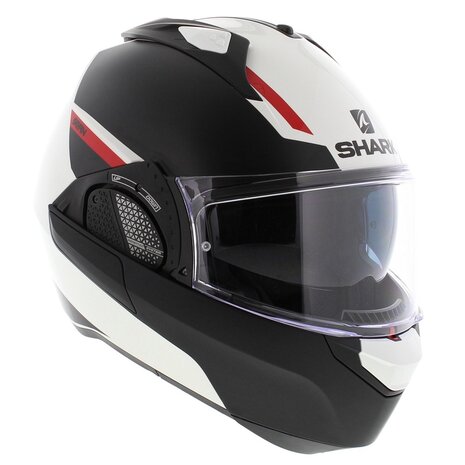 Shark EVO-GT systeemhelm motorhelm Sean wit zwart rood
