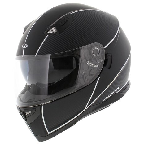 Jopa Sonic integraal helm mat zwart wit met zonnevizier - Maat M
