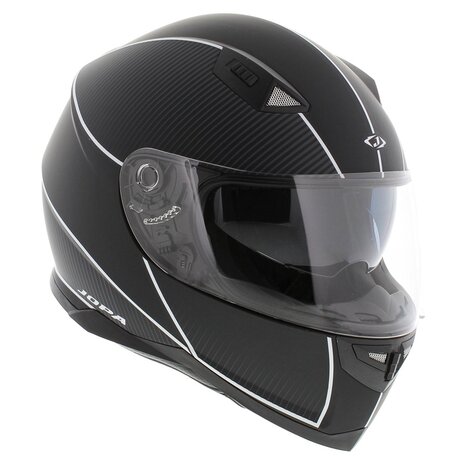 Jopa Sonic integraal helm mat zwart wit met zonnevizier - Maat M