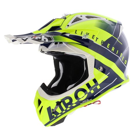 Airoh Aviator Ace crosshelm Amaze glans blauw geel