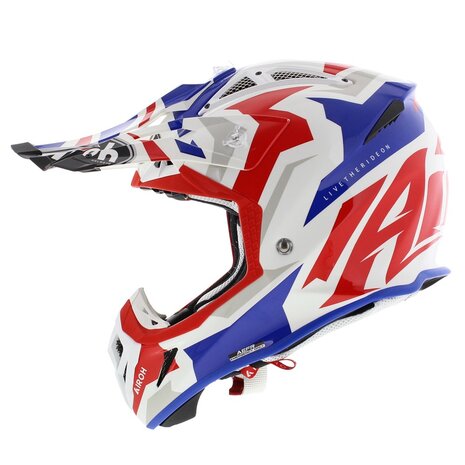 Airoh Aviator Ace crosshelm Swoop glans wit blauw rood