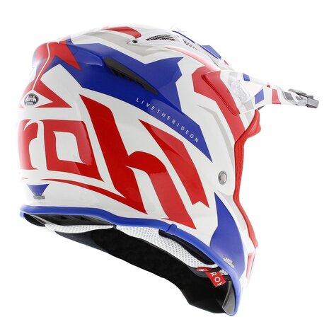Airoh Aviator Ace crosshelm Swoop glans wit blauw rood
