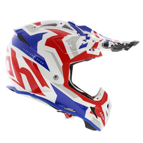 Airoh Aviator Ace crosshelm Swoop glans wit blauw rood