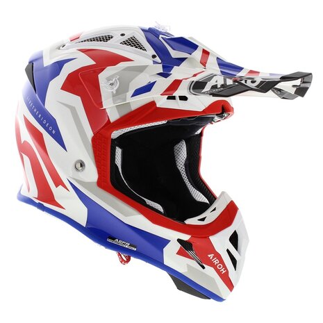 Airoh Aviator Ace crosshelm Swoop glans wit blauw rood