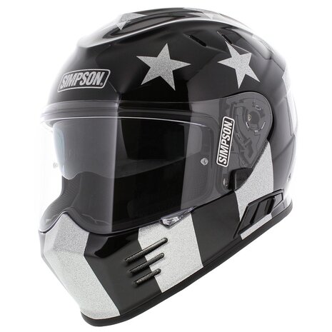 Simpson Venom Integraalhelm Stingrae glans zwart zilver