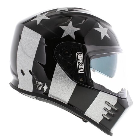 Simpson Venom Integraalhelm Stingrae glans zwart zilver