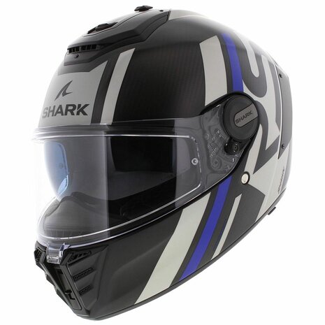 Shark Spartan RS carbon Shawn motorhelm mat zwart blauw zilver