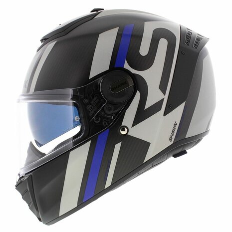 Shark Spartan RS carbon Shawn motorhelm mat zwart blauw zilver