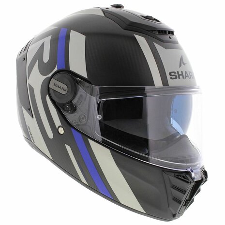 Shark Spartan RS carbon Shawn motorhelm mat zwart blauw zilver