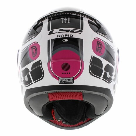 LS2 FF353 Rapid Helm Brick glans zwart roze - Maat XS