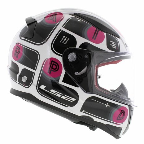 LS2 FF353 Rapid Helm Brick glans zwart roze - Maat XS