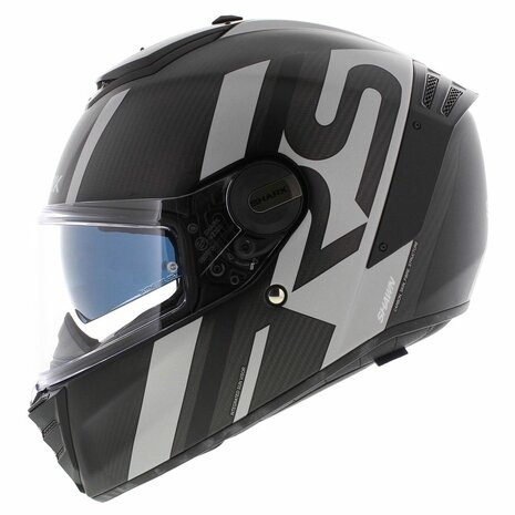 Shark Spartan RS carbon Shawn motorhelm mat zwart zilver