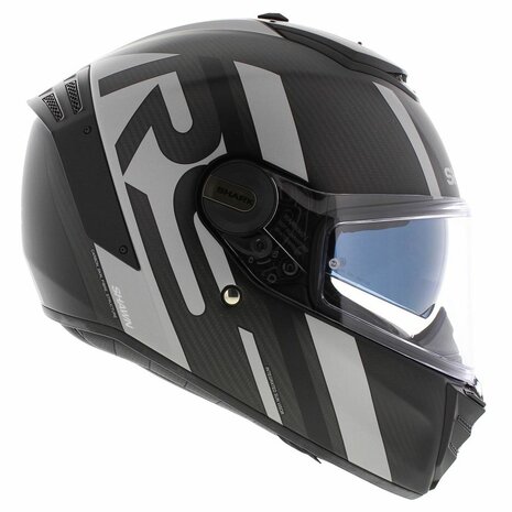 Shark Spartan RS carbon Shawn motorhelm mat zwart zilver