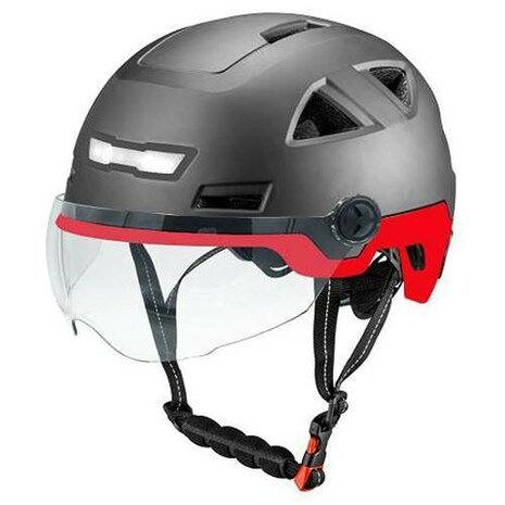 Vito E-Light helm met vizier glans zwart rood voor E-bike / Speed Pedelec / Snorfiets