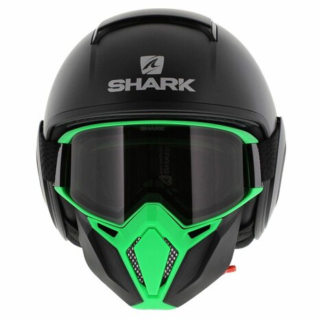 Shark Street Drak helm mat zwart groen - Maat XS - Special Edition met gratis extra zwart antraciet mondstuk
