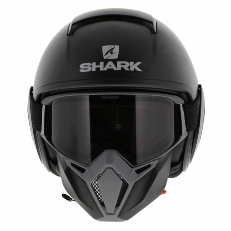 Shark Street Drak helm mat zwart oranje - Special Edition met gratis extra zwart antraciet mondstuk