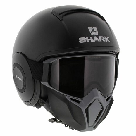Shark Street Drak helm mat zwart antraciet - Special Edition met gratis extra zwart geel mondstuk