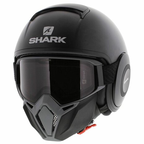 Shark Street Drak helm mat zwart antraciet - Special Edition met gratis extra zwart geel mondstuk