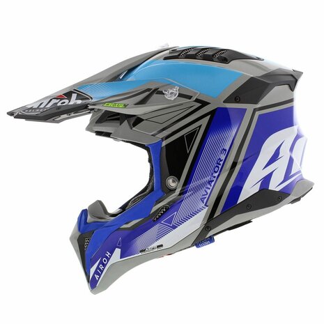 Airoh Helm Aviator 3 AMS&sup2; League glans blauw antraciet grijs