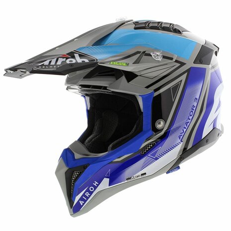 Airoh Helm Aviator 3 AMS&sup2; League glans blauw antraciet grijs