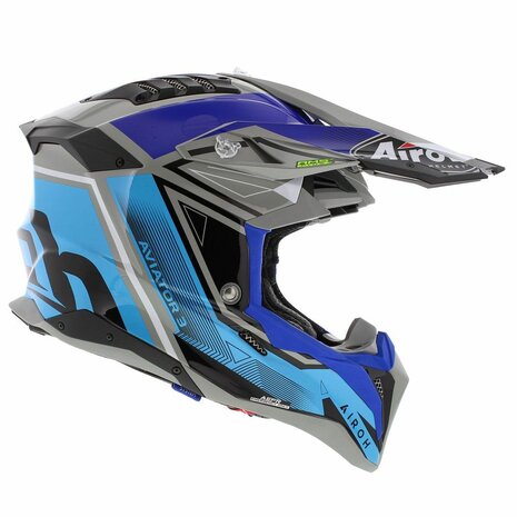 Airoh Helm Aviator 3 AMS&sup2; League glans blauw antraciet grijs