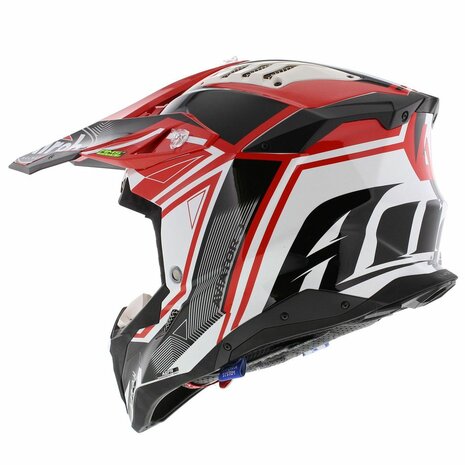 Airoh Helm Aviator 3 AMS&sup2; League glans rood wit zwart