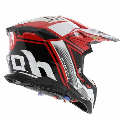 Airoh Helm Aviator 3 AMS&sup2; League glans rood wit zwart