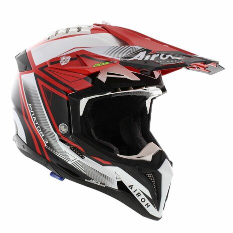 Airoh Helm Aviator 3 AMS&sup2; League glans rood wit zwart