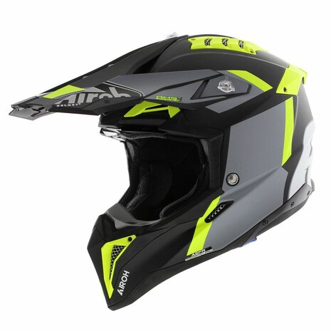 Airoh Helm Aviator 3 AMS² Glory mat zwart grijs fluo geel