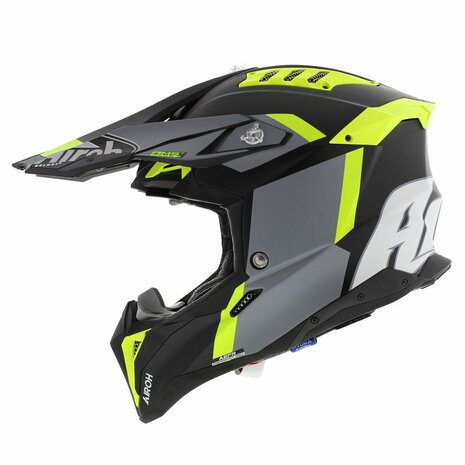 Airoh Helm Aviator 3 AMS² Glory mat zwart grijs fluo geel