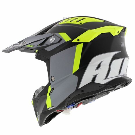 Airoh Helm Aviator 3 AMS² Glory mat zwart grijs fluo geel