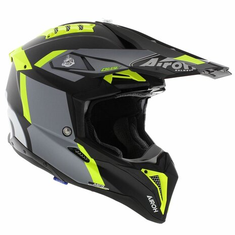 Airoh Helm Aviator 3 AMS² Glory mat zwart grijs fluo geel