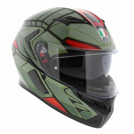 AGV K3 motorhelm Decept mat zwart groen rood - Maat XXL